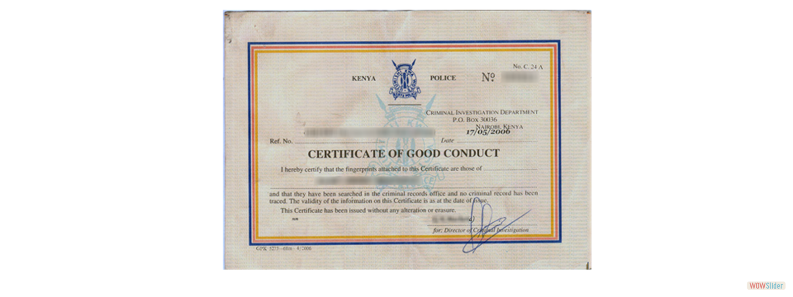 Certificate of Good Conduct